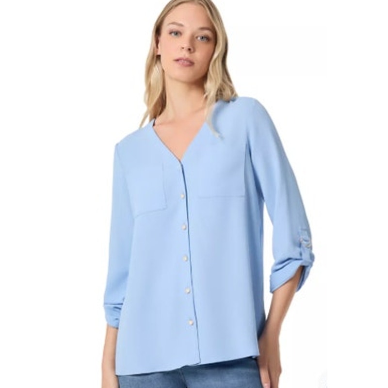 Jones New York Women's 3/4-Sleeve V-Neck Tunic Top in Bluebell
