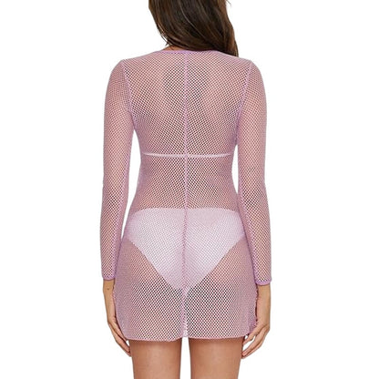 BECCA Women's Network Metallic Long Sleeve Coverup in Malva Purple