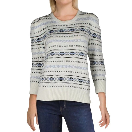 Ralph Lauren White & Navy Blue Patterned “Fair Isle” Sweater