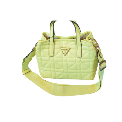 Guess Women's Metallic "Latona" Mini Tote Bag in Chartreuse Green