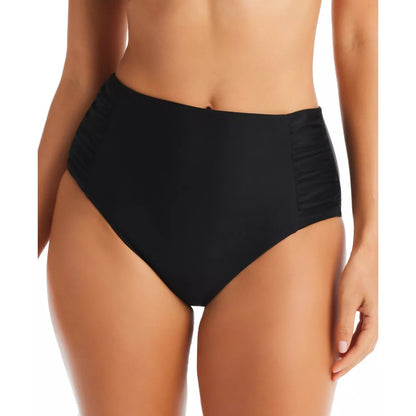 Bar III Shirred High-Rise Bikini Bottoms In Black