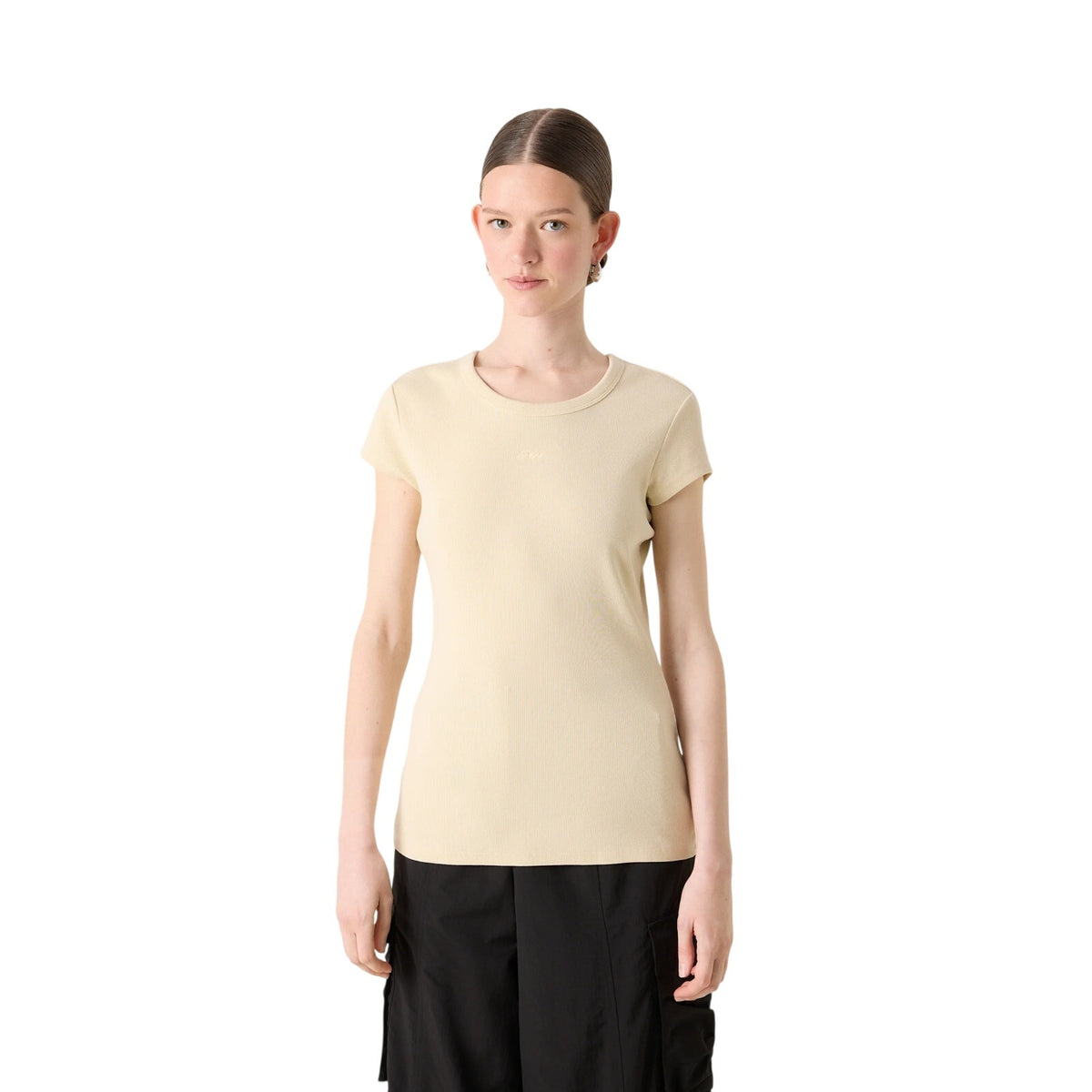 Hugo BOSS Orange Women's Esima Ribbed Cutout Top in Beige