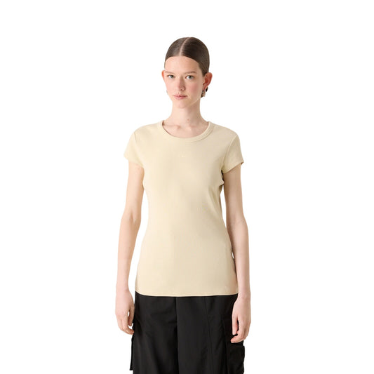 Hugo BOSS Orange Women's Esima Ribbed Cutout Top in Beige
