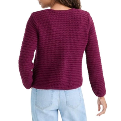 INC International Concepts Petite Yarn-Blend Button-Down Cardigan in Purple Plum
