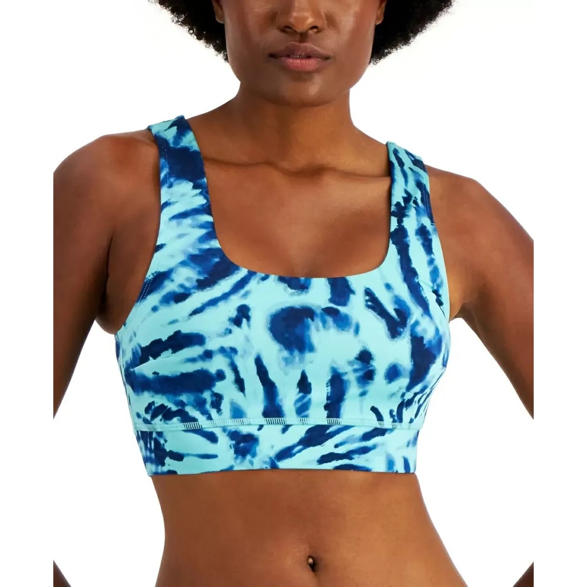 Jenni Women's Square-Neck Sports Bralette In Burst Aqua, Size Large