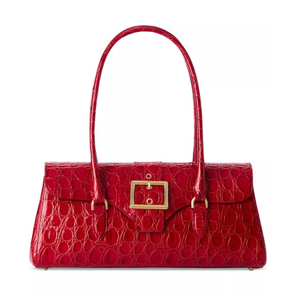 Brahmin Dayan Vanderbilt Embossed Leather Satchel in Sriracha
