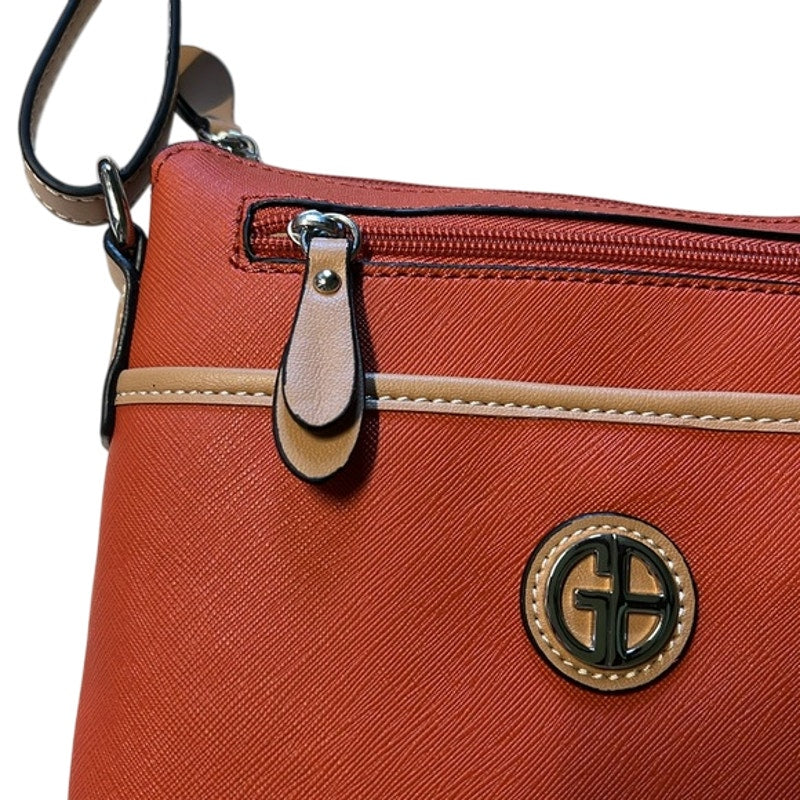 GIANI BERNINI Saffiano North South Crossbody in Orange Tan