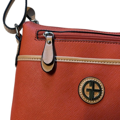GIANI BERNINI Saffiano North South Crossbody in Orange Tan