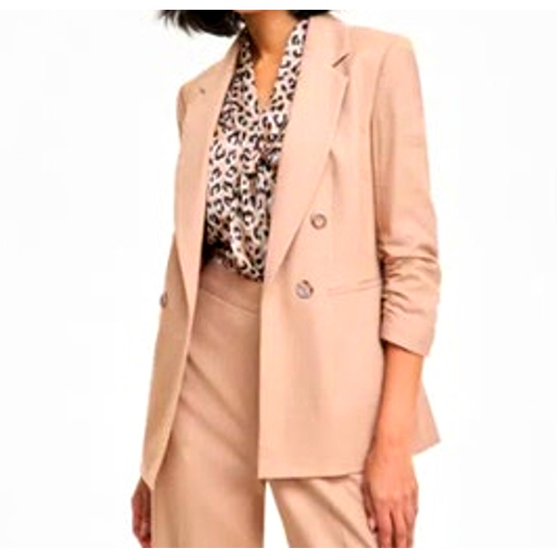 Bar III Women's Faux Double-Breasted Blazer Jacket in Barley Field Brown