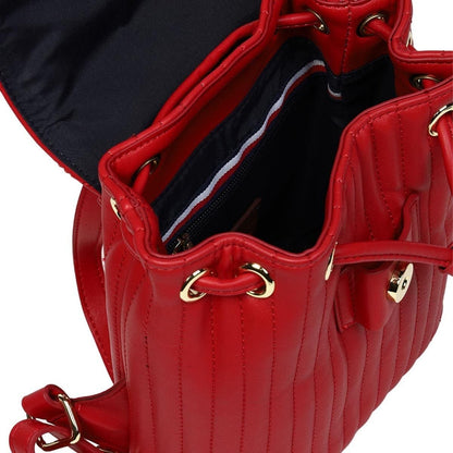 Tommy Hilfiger Mini Backpack Bag in Quilted Red w/ Gold Hardware