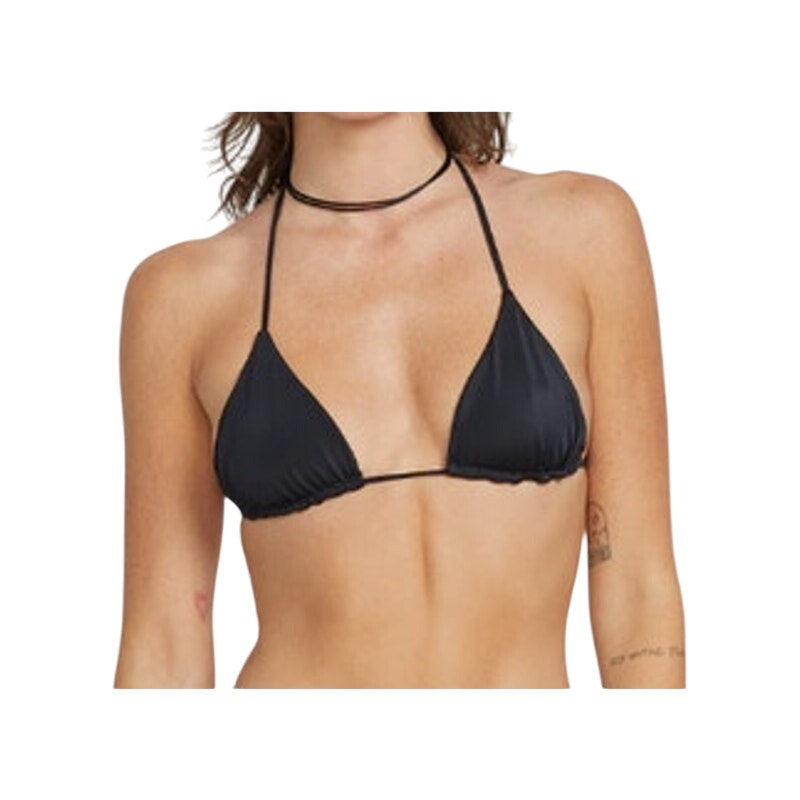 VOLCOM Women's Simply Seamless Skimpy Triangle Bikini Top in Black