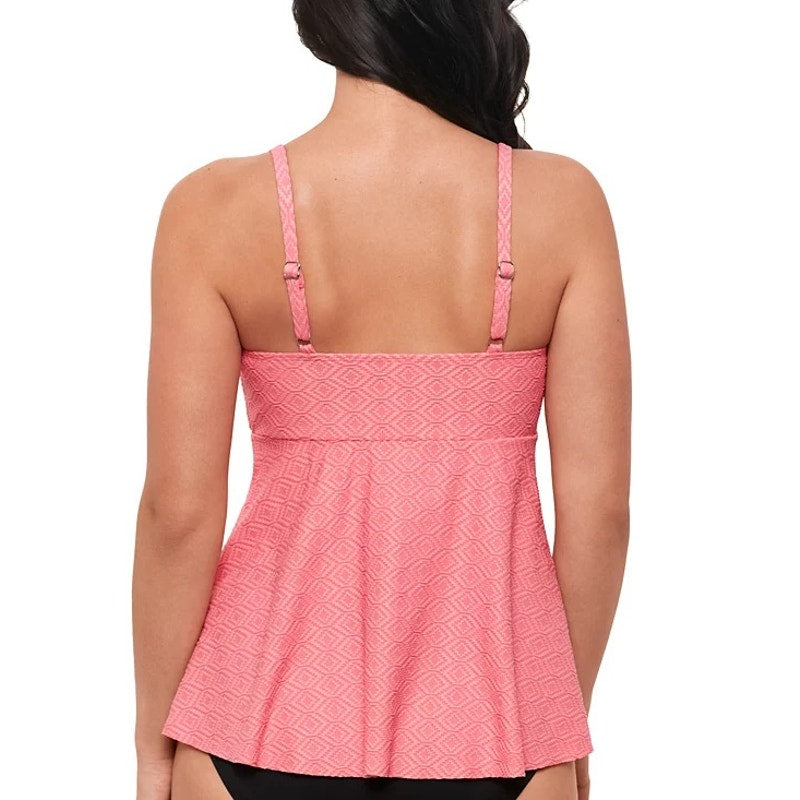 Swim Solutions Women's Textured Underwire Tankini Top In Guava