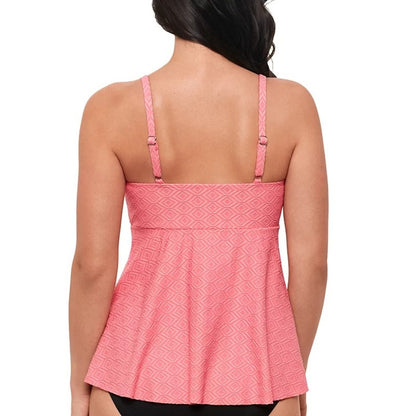Swim Solutions Women's Textured Underwire Tankini Top In Guava