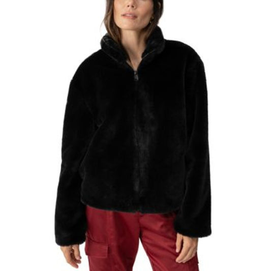 Sanctuary Women's Faux-Fur Long-Sleeve Zip-Up Jacket in Black