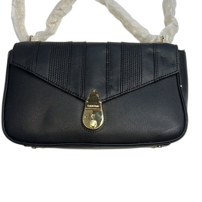 Calvin Klein Black Linear Quilted Leather Crossbody Bag, Gold Hardware, NWT