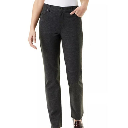 Gloria Vanderbilt Petite "Amanda" High-Rise Straight Leg Pants in Marilyn Plaid