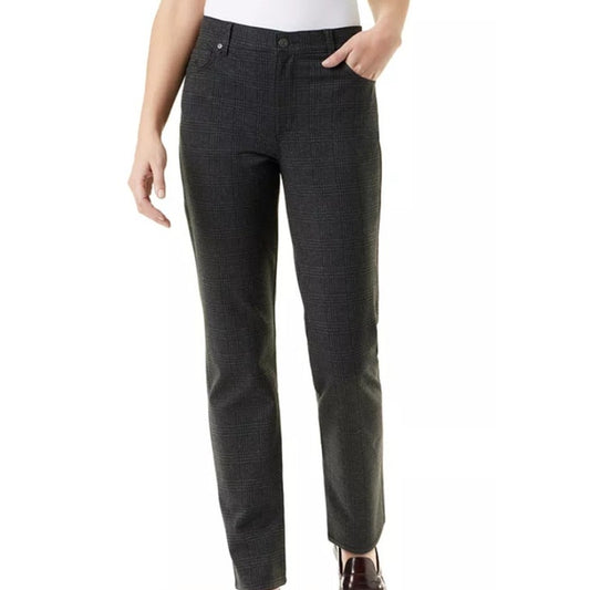 Gloria Vanderbilt Petite "Amanda" High-Rise Straight Leg Pants in Marilyn Plaid