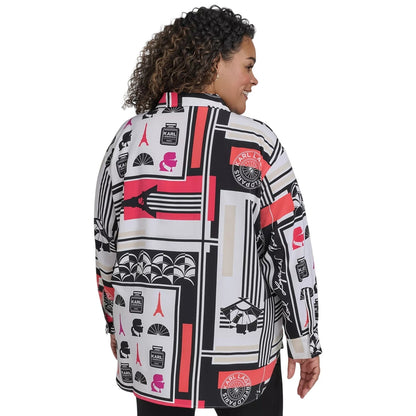 KARL LAGERFELD PARIS Plus Size Printed Collared Button-Front Shirt