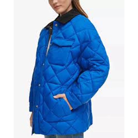 Calvin Klein Jeans Women's Reversible Quilted Barn Lapis Blue & Black Coat