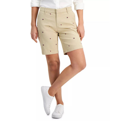 Tommy Hilfiger Women's 9" Cotton Bermuda Shorts In Khaki