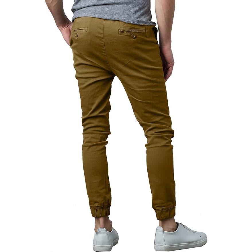 Galaxy By Harvic Men's Basic Stretch Twill Joggers In Timber, Size Large