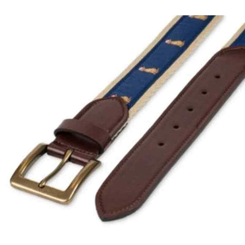 Club Room Men's Faux Leather Holiday Cheer Belt, Navy & Brown