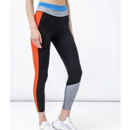 NIKE Gray, Blue, & Orange Colorblock Leggings, Mid Rise