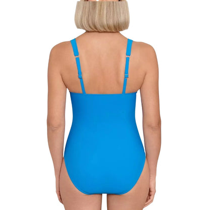 Swim Solutions Women's Tummy-Control Plunge One-Piece Swimsuit In Copen Blue