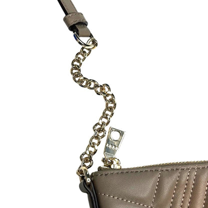 DKNY Quilted Tan Leather Bucket Bag, Crossbody Strap, Gold Hardware, NWT!