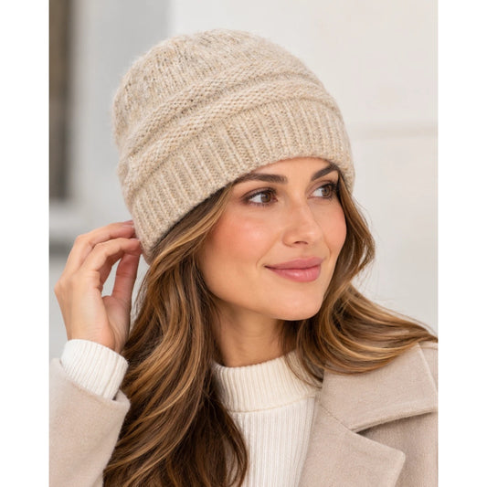Kyi Kyi Women's Knit Beanie Hat In Cozy Beige