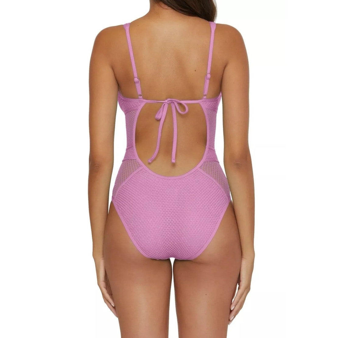 Becca Women's Color Play Crochet Plunge-Neck One-Piece Swimsuit