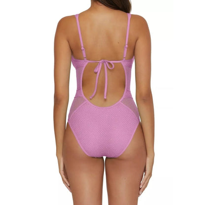 Becca Women's Color Play Crochet Plunge-Neck One-Piece Swimsuit