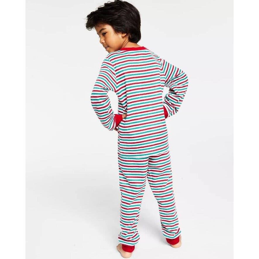 Family Pajamas Matching Kids Holiday Stripe Bright White