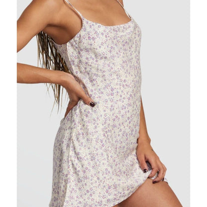 RVCA Juniors "Macarthur" Spaghetti Strap Mini Dress, Purple & Pink Floral, Large