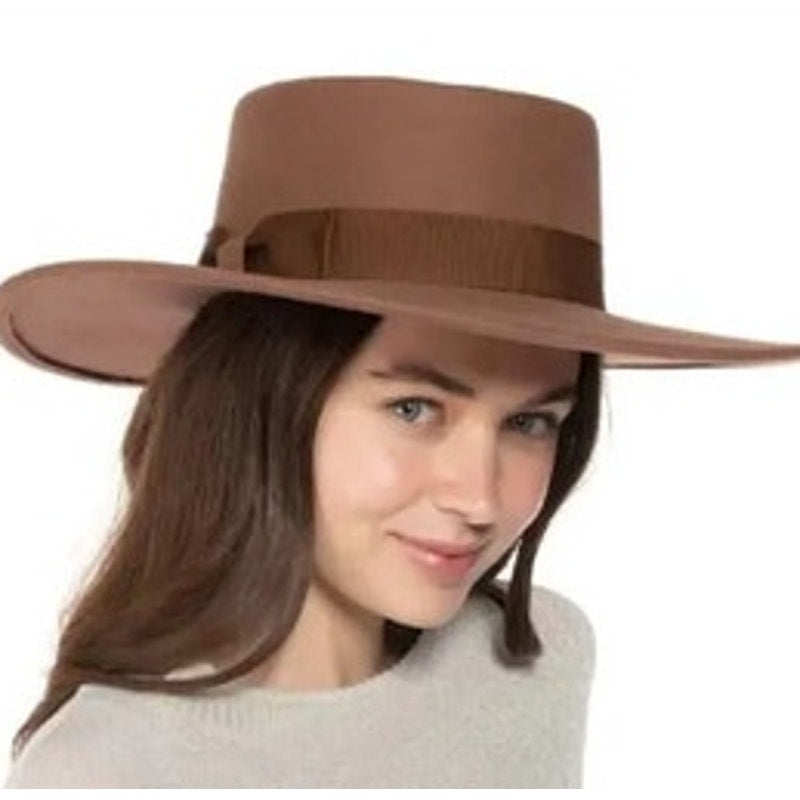 Nine West Pecan Brown Suede Wide Brim Hat w/ Bow Detail, One Size, NWT! MSRP $98