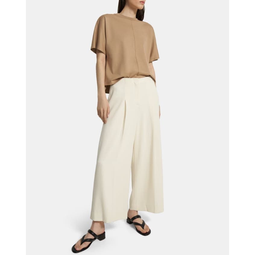 Theory Ladies Pleated Wide-Leg Pant in Striped Admiral Crepe