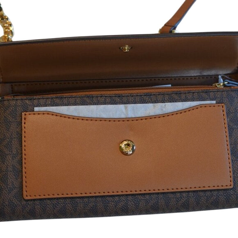 Michael Kors Women's Jet Set Wallet On A Chain in Signature Brown/Acorn, BEA