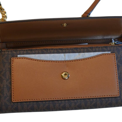 Michael Kors Women's Jet Set Wallet On A Chain in Signature Brown/Acorn, BEA