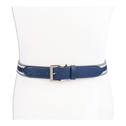 CLUB ROOM Men's Stretch Stripe Belt Navy/Gray