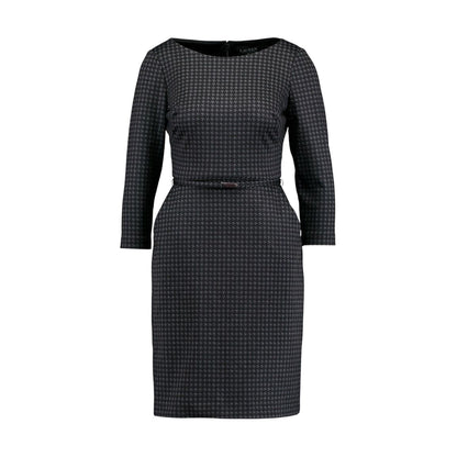 Ralph Lauren Gray & Black Houndstooth Eshe Dress w/ Belt, Size 14P
