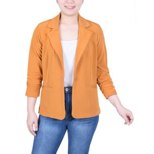 NY Collection Women's Petite 3/4 Sleeve Jacket in Inca Gold