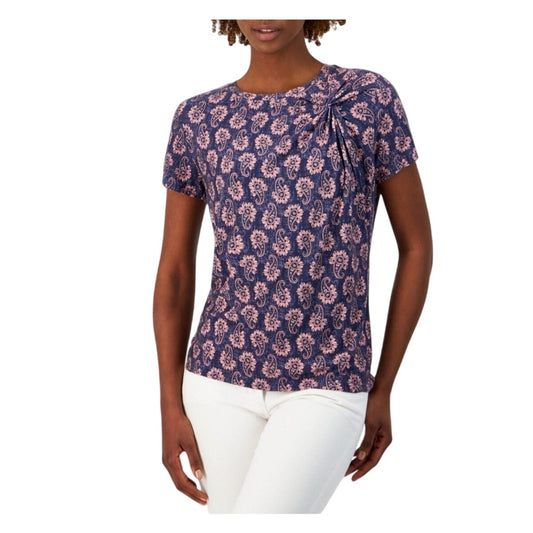 Nautica Jeans Women's Paisley Twist-Accent Top in Denim & Pink