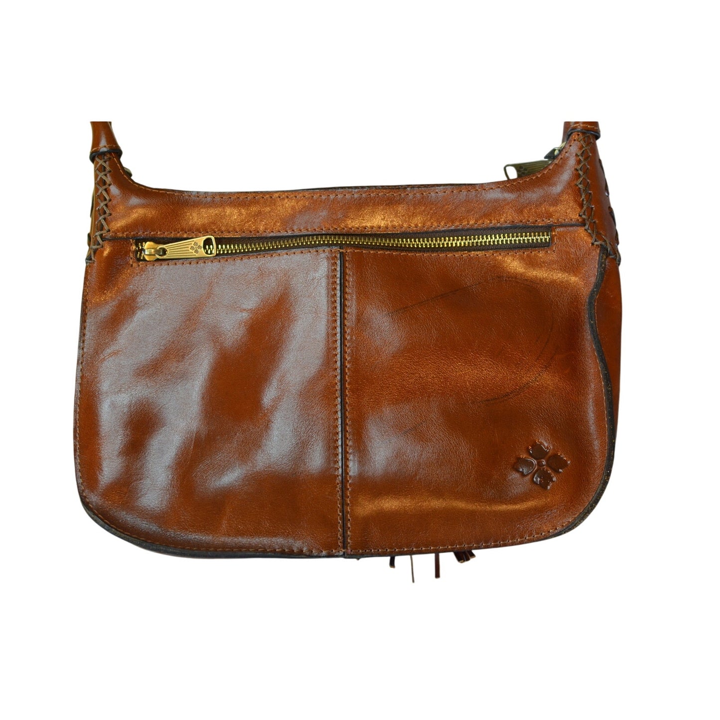 Patricia Nash "Camila" Leather Crossbody in Cognac Brown