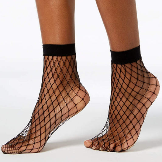 INC International Concepts Ladies Fishnet Socks, Black 2 Pack