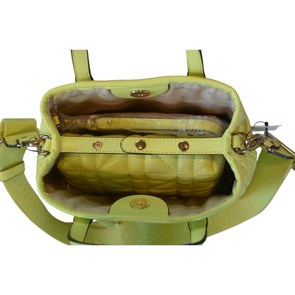 Guess Women's Metallic "Latona" Mini Tote Bag in Chartreuse Green