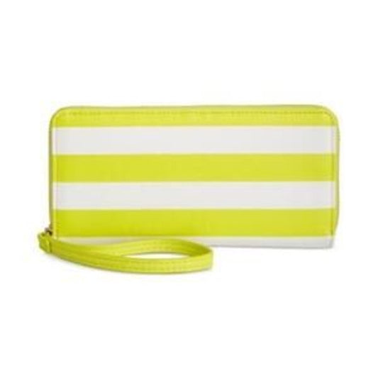 On 34th Women's "Angii" Zip Around Wristlet Wallet in Striped Yellow & White