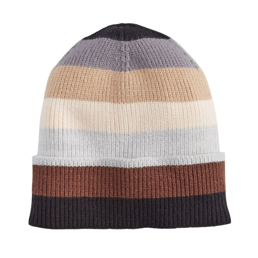On 34th Women's Colorblocked Cuffed Beanie in Neutral Stripes