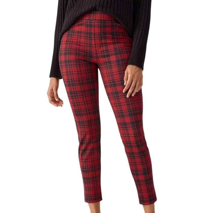 Sanctuary Women's Runway Semi High-Rise Legging in Scarlett Plaid Red