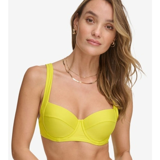 DKNY Women's Molded Underwire Bikini Top In Fluorescent Yellow