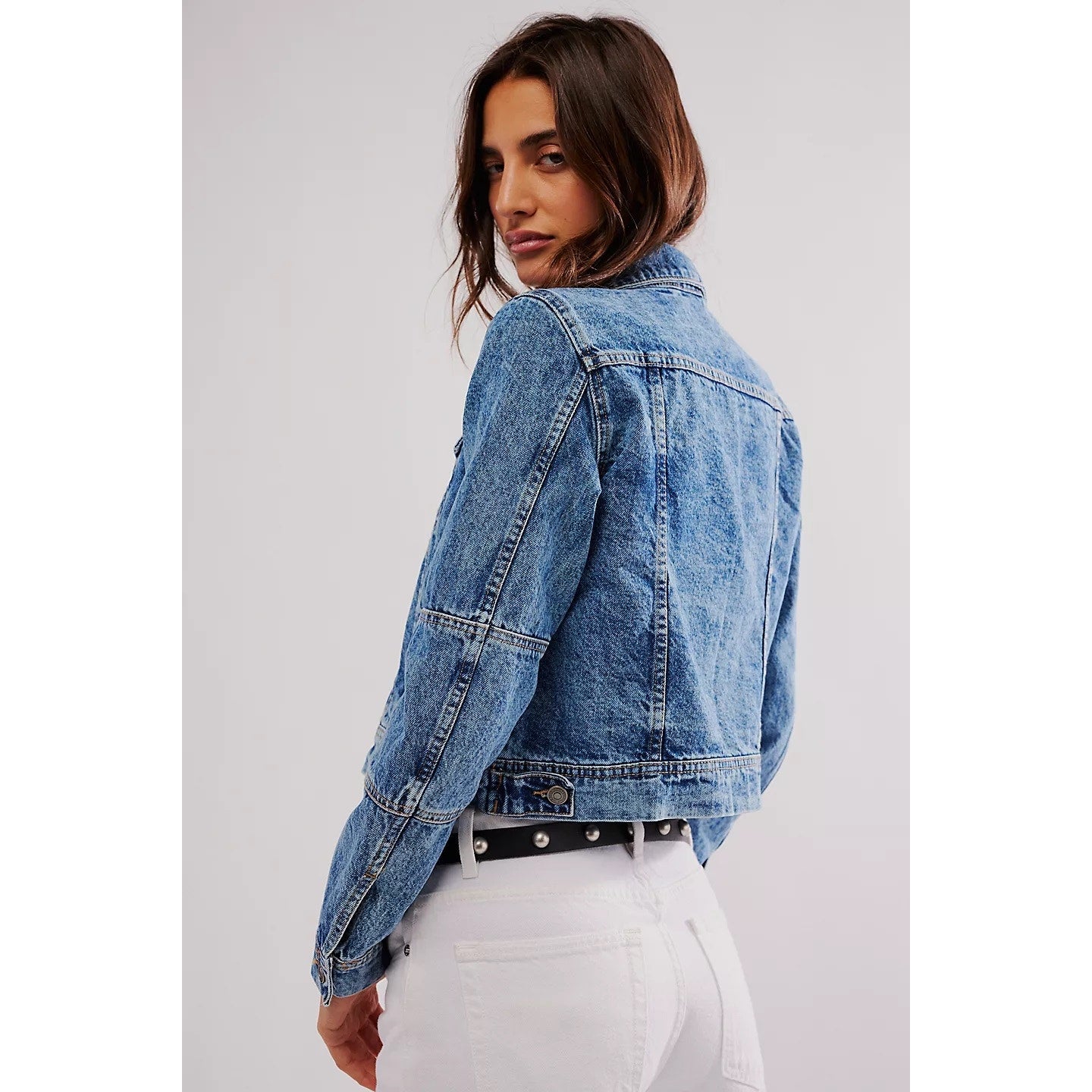 Free People Ladies Rumors Denim Jacket in Light Indigo